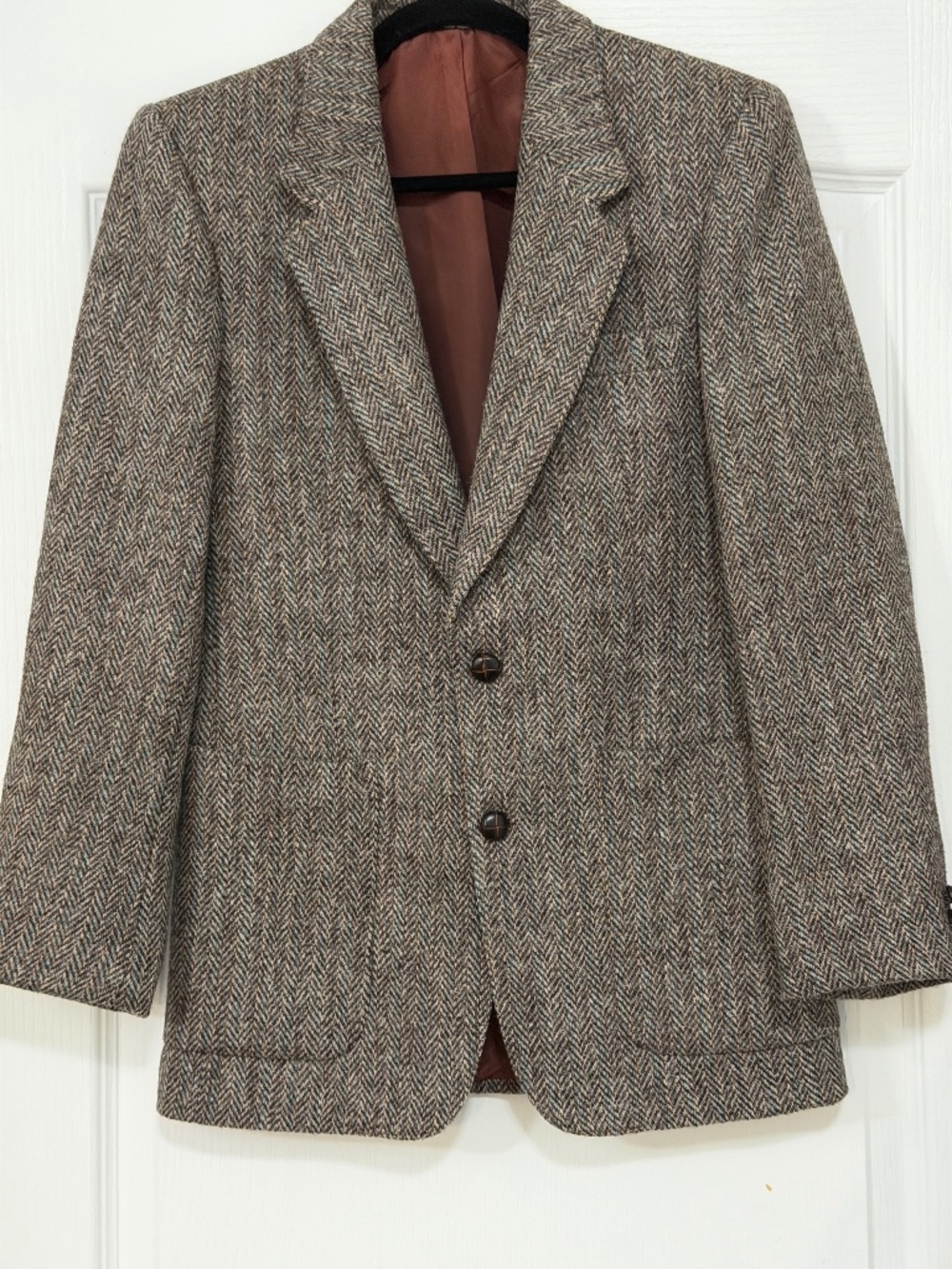 Men's Brown Herringbone Sport Coat Blazer - Classic Tweed Style